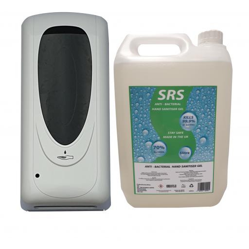 Touchless 1000ml Hand Sanitiser Dispenser with 5 Litre Hand Sanitiser
